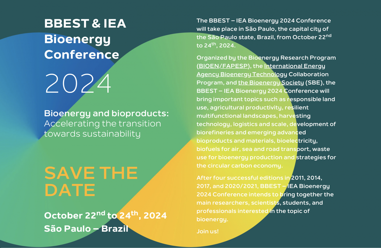 SAVE THE DATE! The BBEST IEA Bioenergy 2024 Conference BIOEN